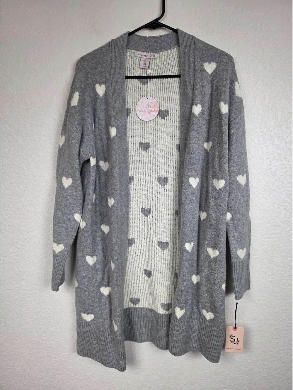 NWT Anthropologie Sincerely Jules Gray Heart Cardigan